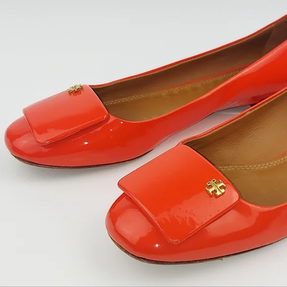Tory Burch Yardley Poppy Red Orange Flats 8 - Picture 11 of 12